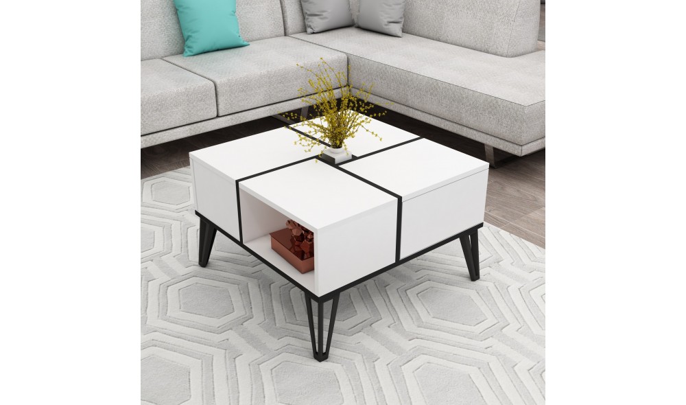 Masuta de cafea, Nirvana, AlbNegru, 72 x 44 x 72 cm