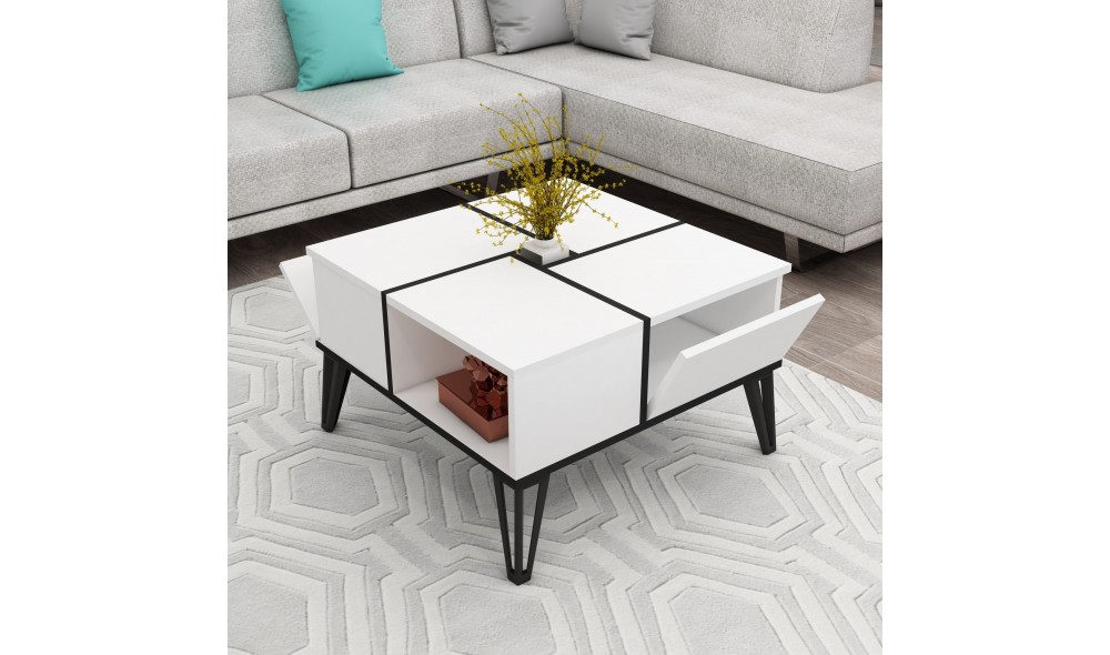 Masuta de cafea, Nirvana, AlbNegru, 72 x 44 x 72 cm