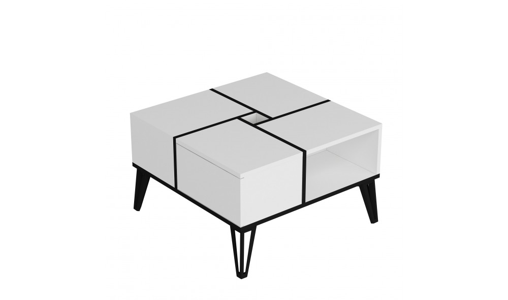 Masuta de cafea, Nirvana, AlbNegru, 72 x 44 x 72 cm