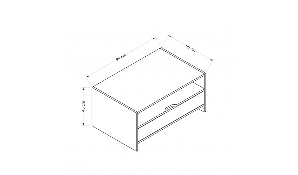 Masuta de cafea, Elina, 94 x 45 x 60 cm