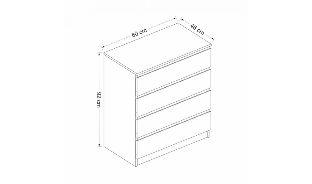 Comoda, Gunes - 4279, 80 x 46 x 92 cm
