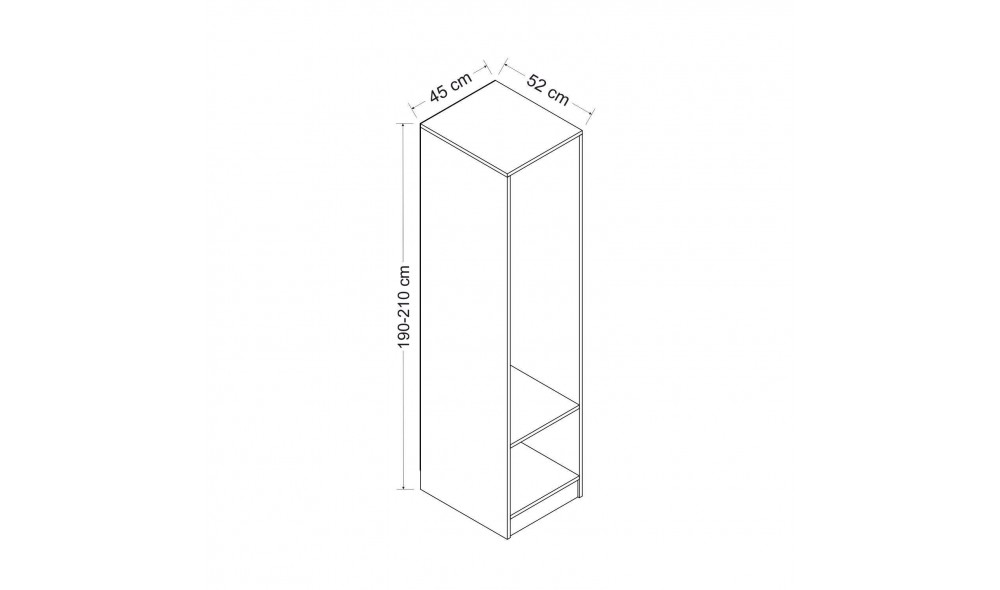 Dulap pentru haine, Kale 210 - Alb, 45 x 210 x 52 cm