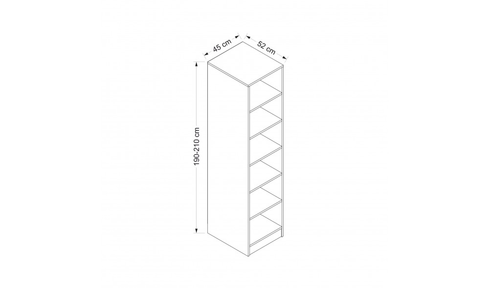 Dulap pentru haine, Kale 210 - Antracit, 45 x 210 x 52 cm