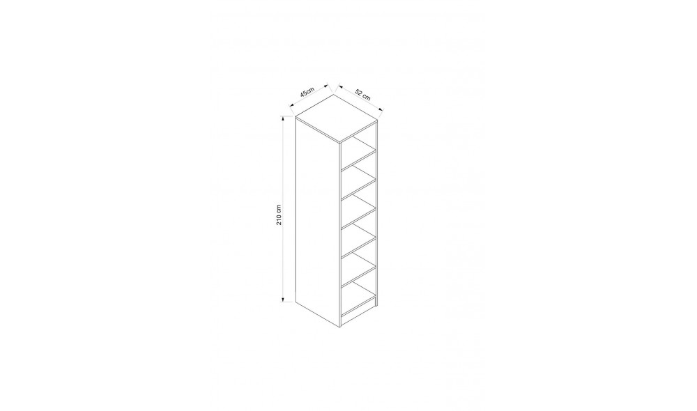 Dulap pentru haine, Kale 210 - Alb, 45 x 210 x 52 cm