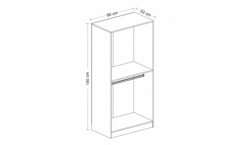 Dulap pentru haine, Kale Glass Antracit - 190, 90 x 190 x 52 cm