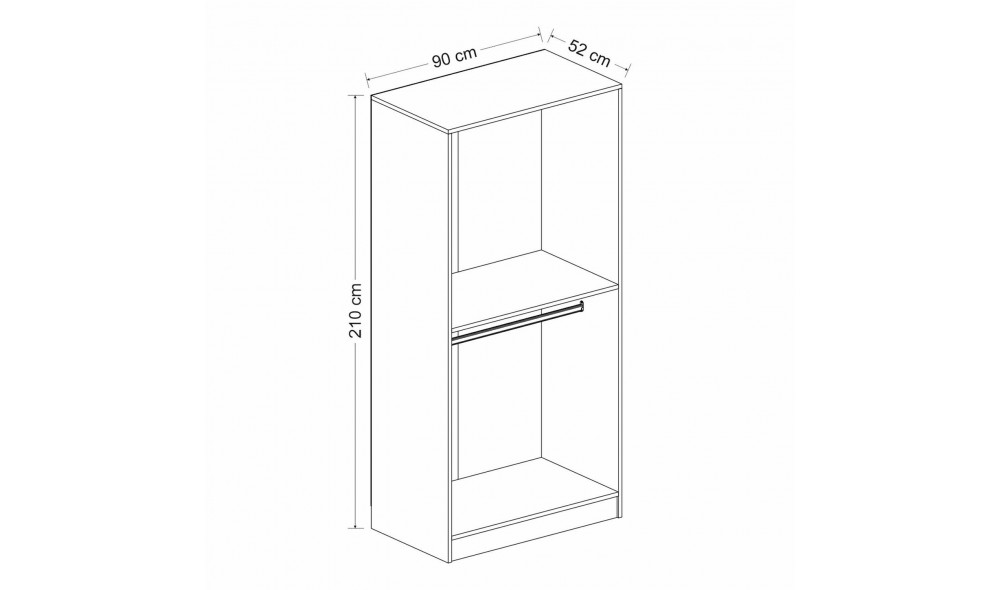 Dulap pentru haine, Membrana Kale Plus Antracit - 210, 90 x 210 x 52 cm