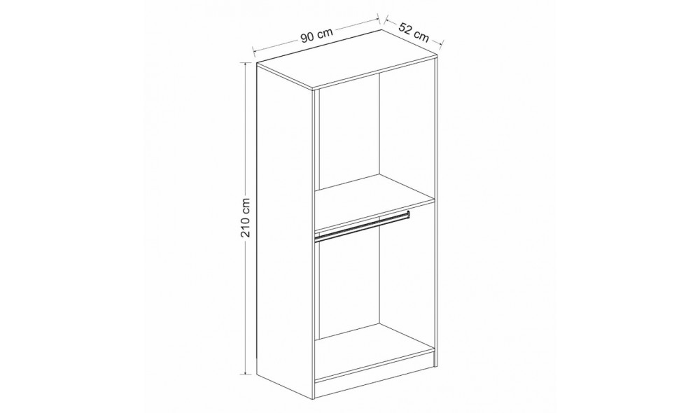 Dulap pentru haine, Stejar Kale Plus - 210, 90 x 210 x 52 cm