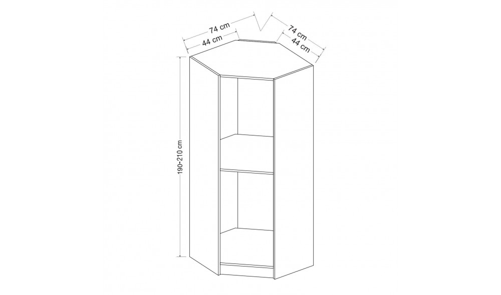 Dulap pentru haine, Kale 1 Nuc - 210, 74 x 210 x 52 cm