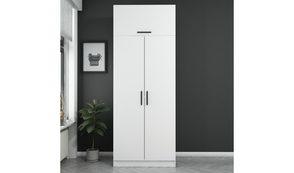 Dulap pentru haine, Kale White - 2220, 90 x 255 x 52 cm