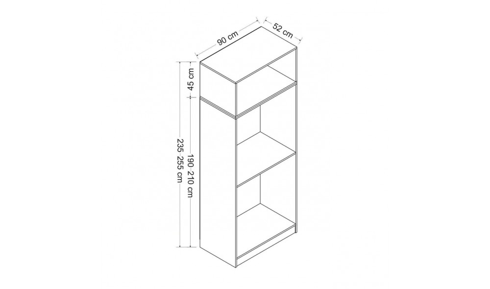 Dulap pentru haine, Antracit Kale - 2223, 90 x 235 x 52 cm