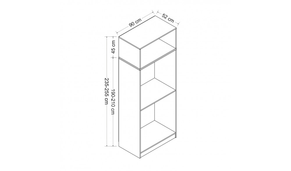 Dulap pentru haine, Antracit Kale - 2240, 90 x 255 x 52 cm