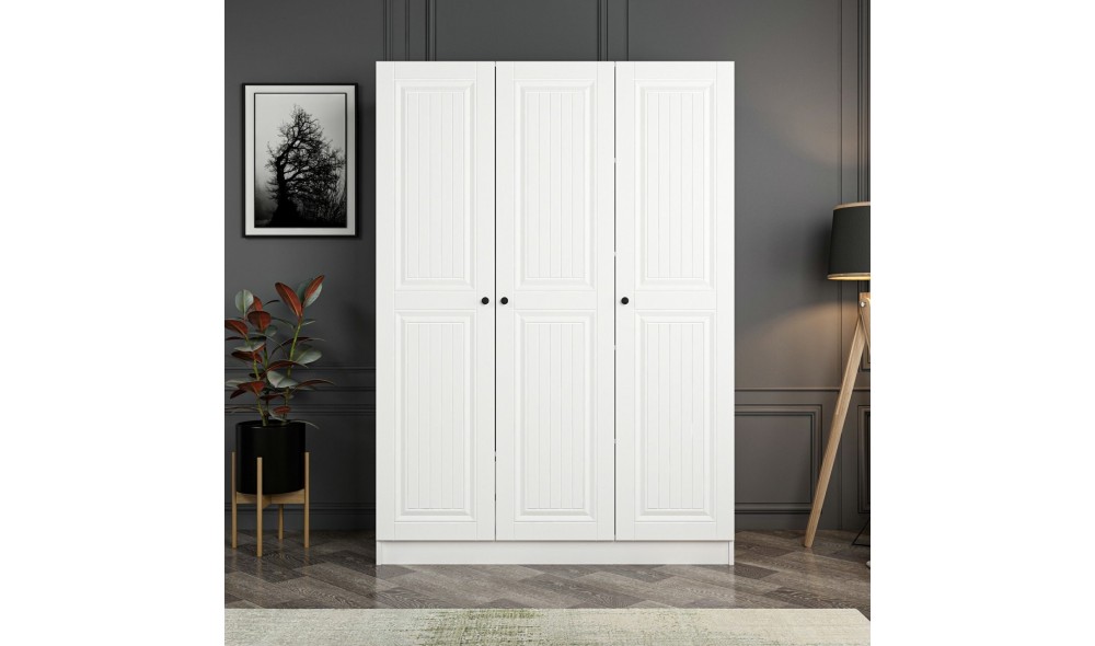 Dulap pentru haine, Kale White - 2257, 135 x 190 x 52 cm