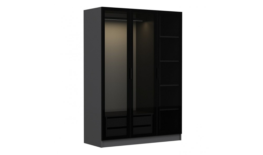 Dulap pentru haine, Kale antracit negru - 2272, 135 x 210 x 52 cm