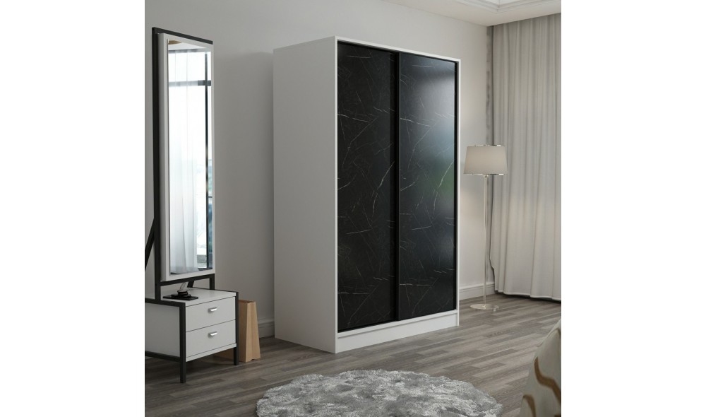 Dulap pentru haine, Kale White Stone - 2313, 120 x 210 x 60 cm