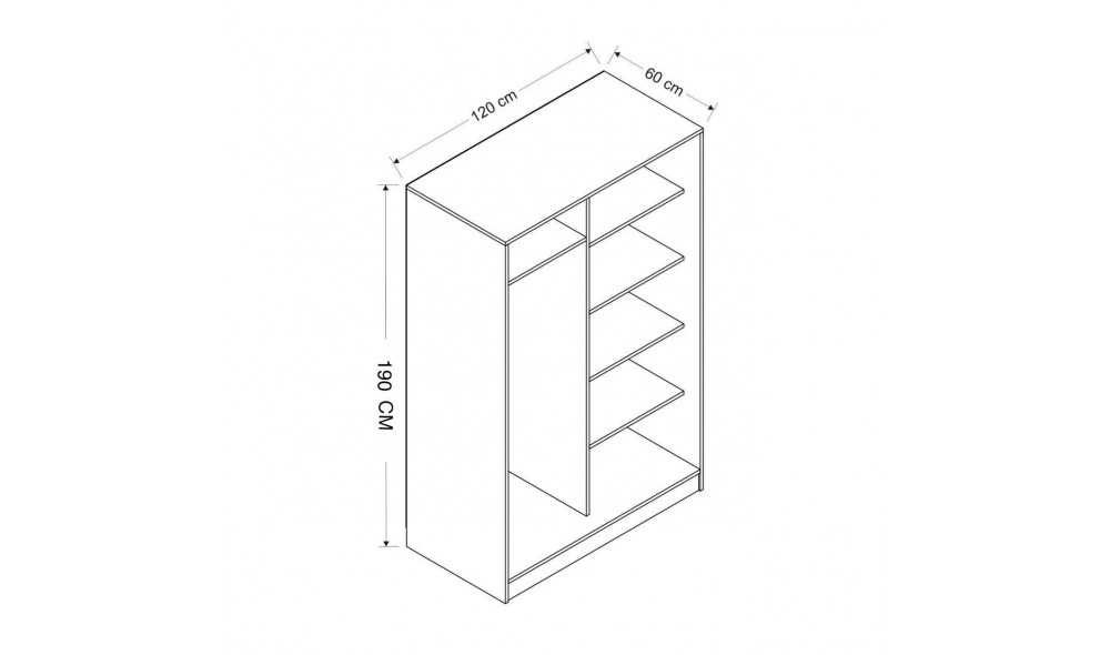 Dulap pentru haine, Stejar antracit Kale - 2316, 120 x 190 x 60 cm