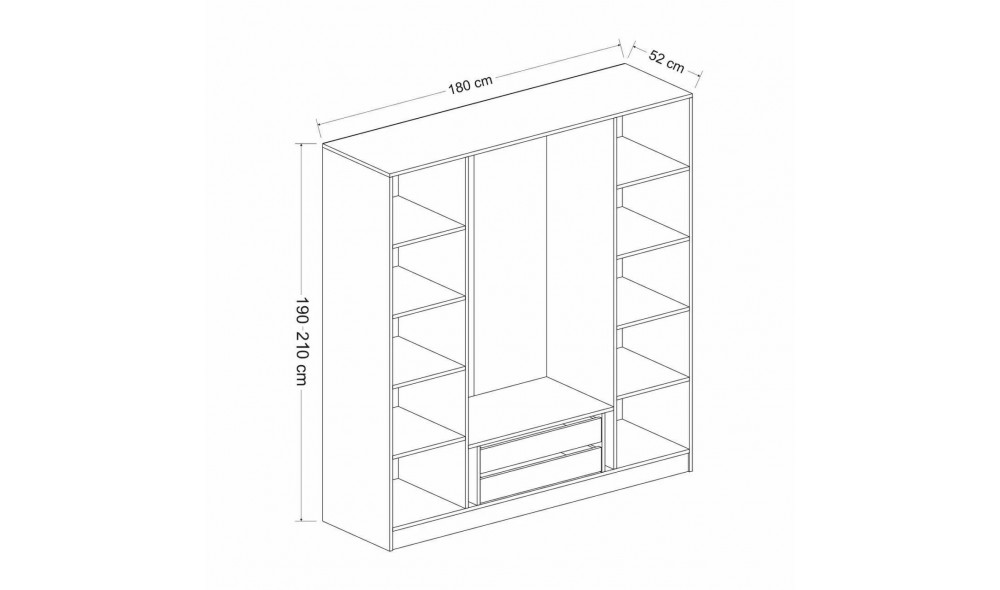 Dulap pentru haine, Kale - 2701, 180 x 190 x 52 cm