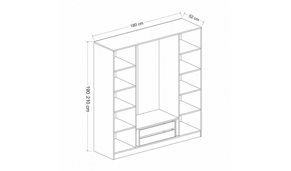 Dulap pentru haine, Kale Plus - 3908, 180 x 210 x 52 cm