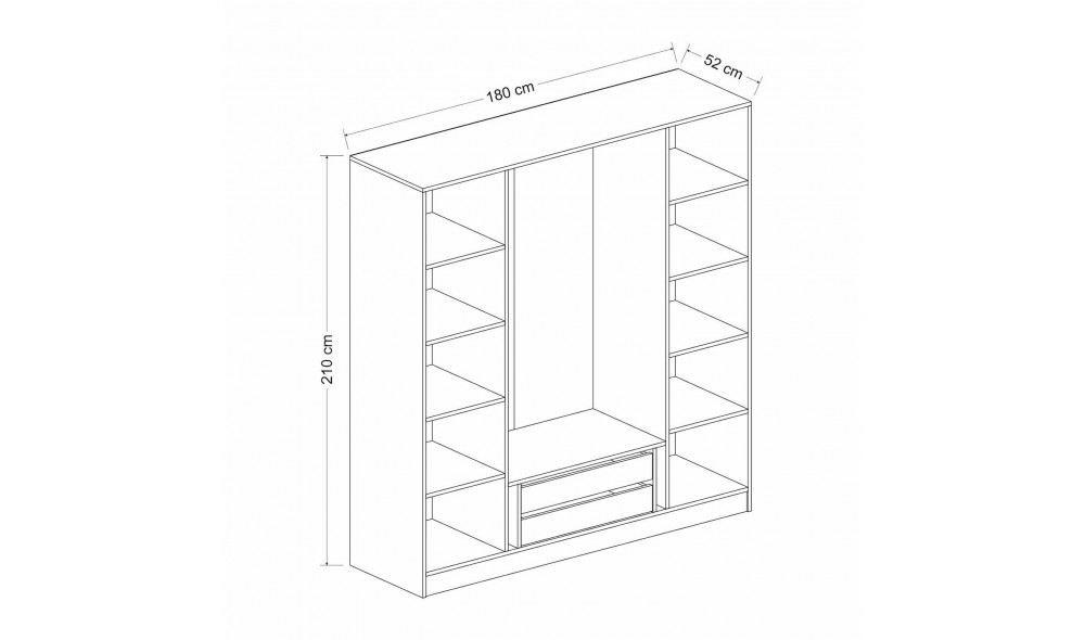 Dulap pentru haine, Kale Plus - 7784, 180 x 210 x 52 cm