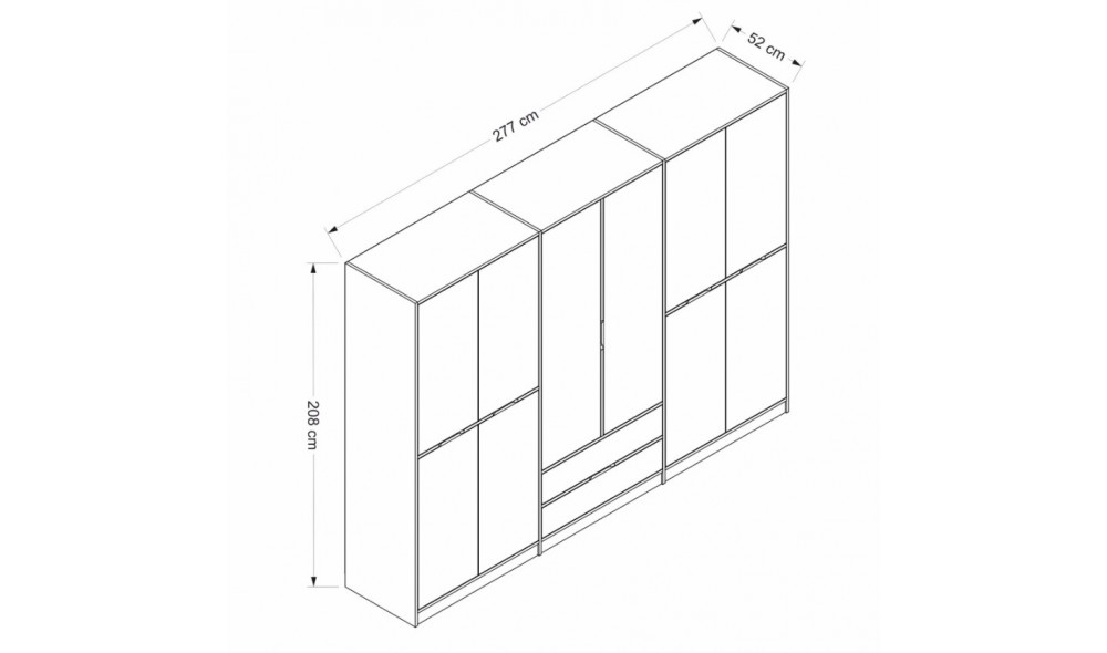 Dulap pentru haine, Elina - 7927, 277 x 208 x 52 cm