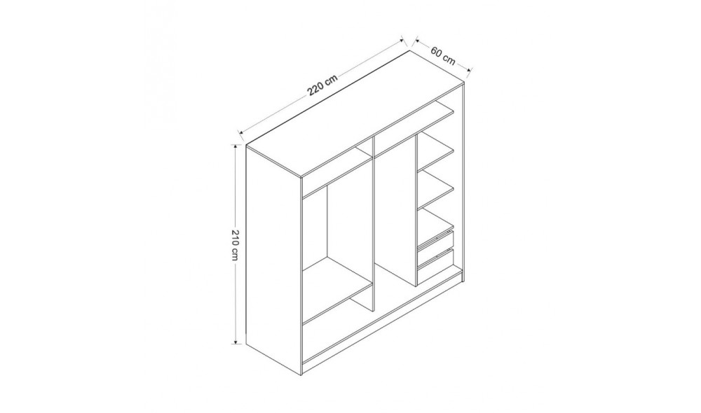 Dulap pentru haine, Kale - 7171, 220 x 210 x 52 cm