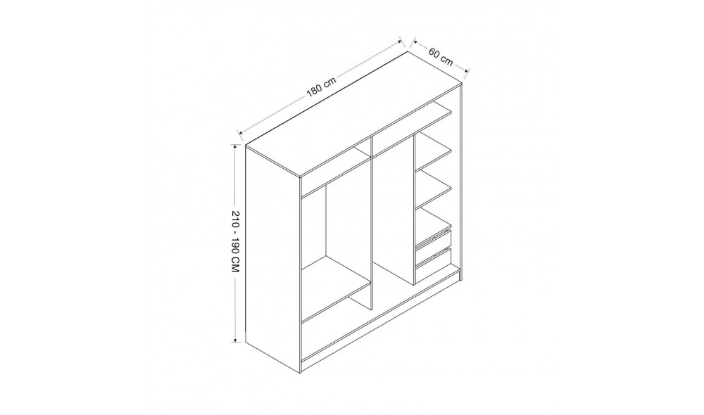 Dulap pentru haine, Kale - 3176, 180 x 190 x 52 cm
