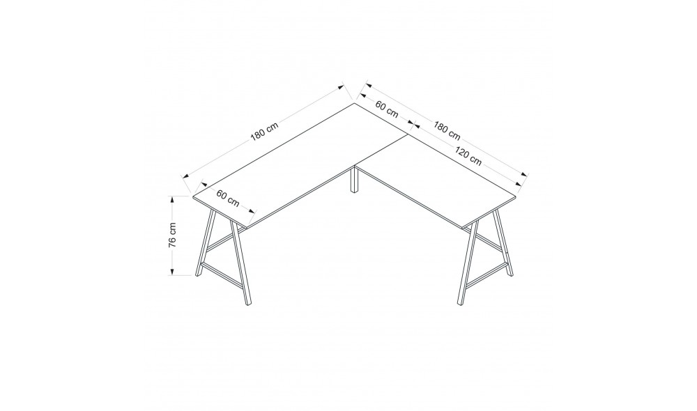 Masa de birou, Echipa L - Dore, 180 x 76 x 60 cm