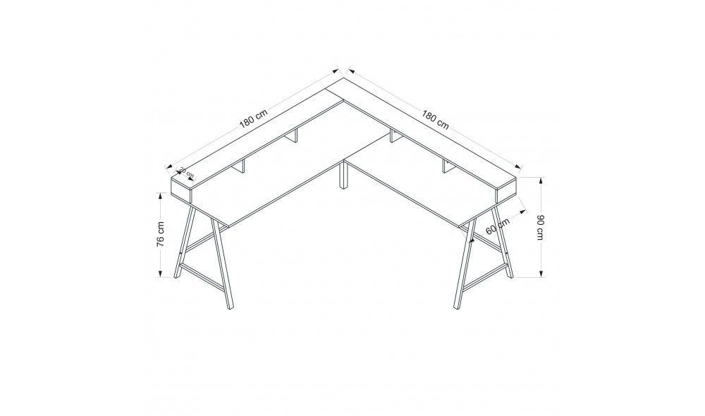 Masa de birou, Echipa - Dore, 180 x 90 x 60 cm