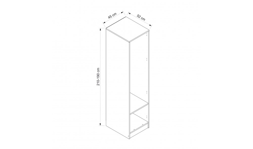 Dulap pentru haine, M3001 - 3761, 45 x 210 x 52 cm