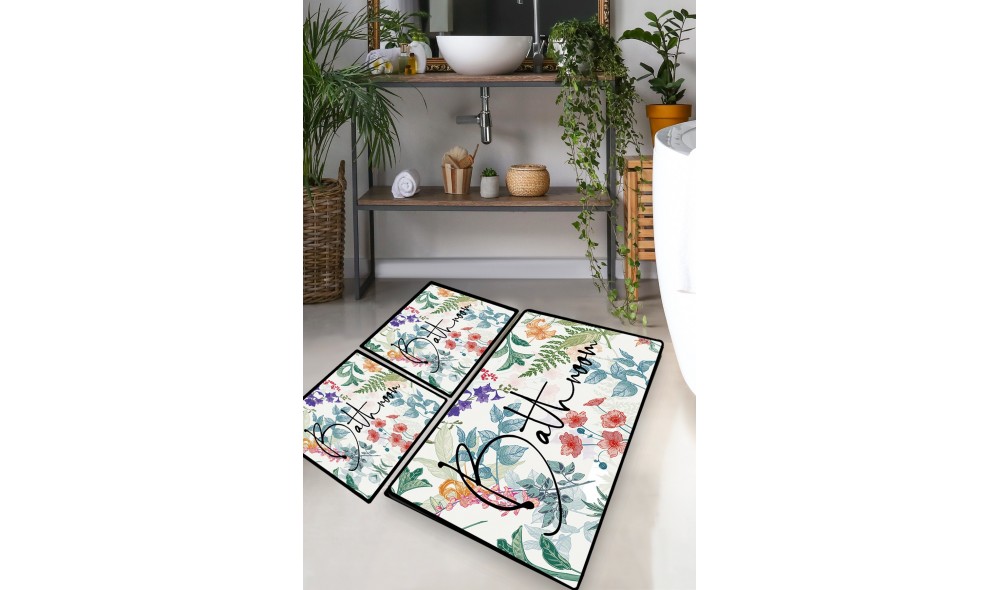 Set covoras de baie (3 piese), Green In Flower