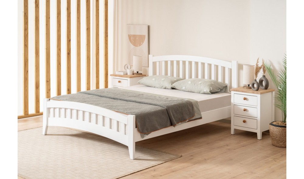 Pat dublu, Lrya - 160x200 cm, Alb