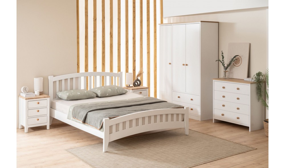 Pat dublu, Lrya - 160x200 cm, Alb