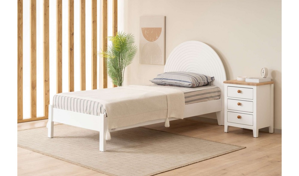 Pat de o persoana, Turtle - 90x190 cm, Alb