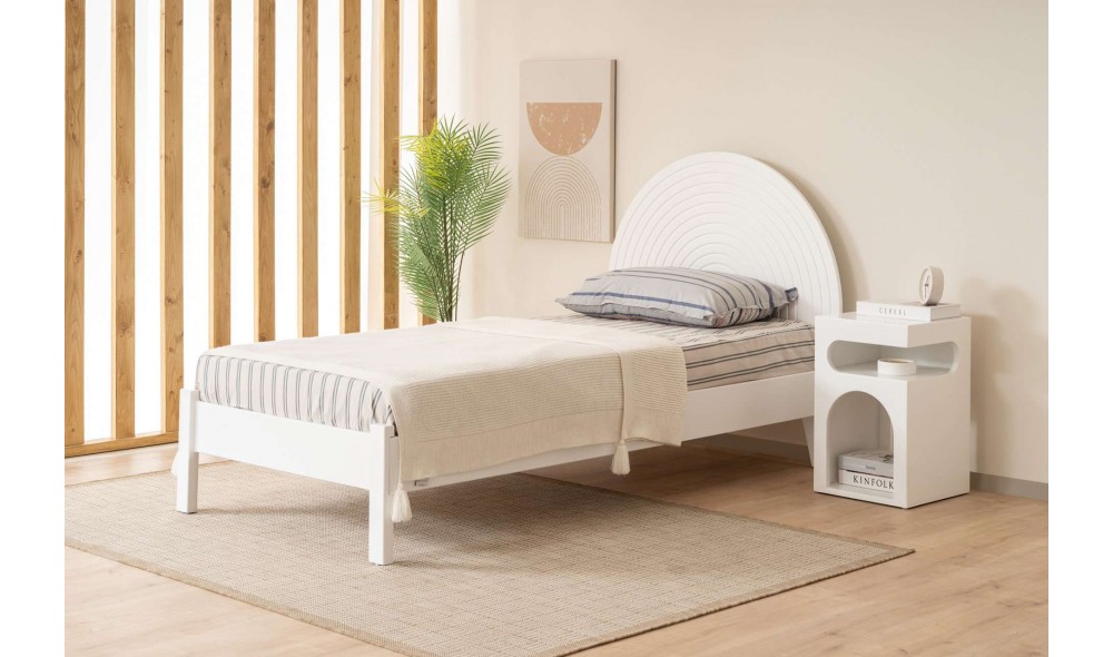 Pat de o persoana, Turtle - 90x190 cm, Alb