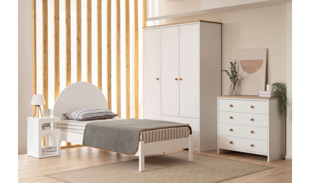 Pat de o persoana, Turtle - 90x190 cm, Alb