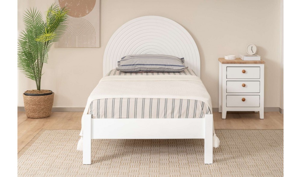 Pat de o persoana, Turtle - 90x200 cm, Alb