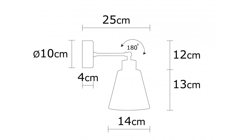 Lampa de perete Manavgat - N-610 14 x 25 x 14 cm