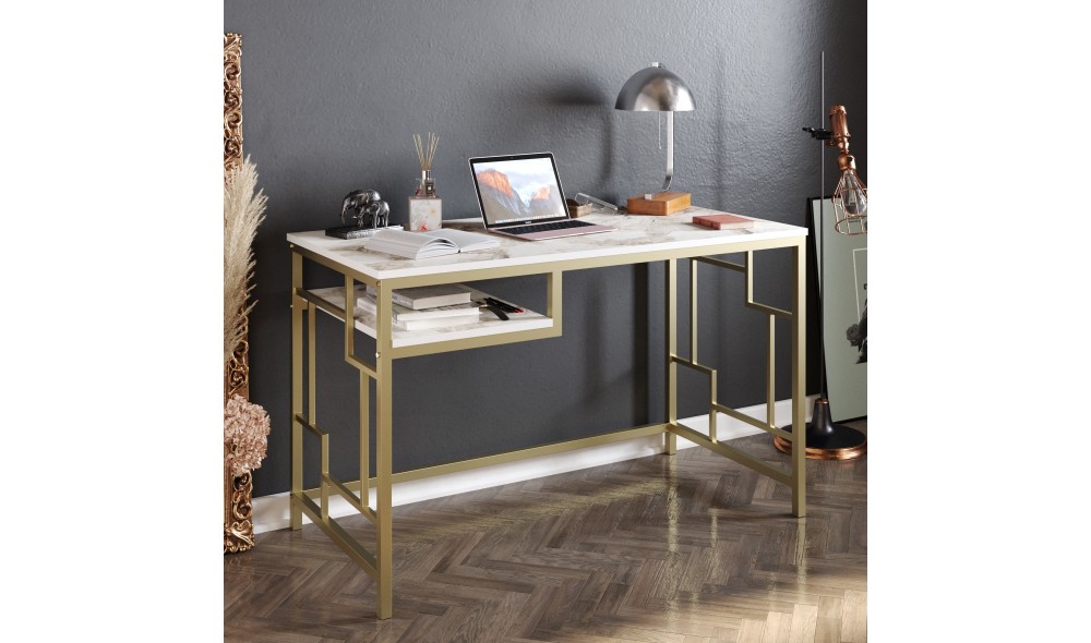 Birou de studiu, Victory, AurAlb, 120 x 75 x 60 cm