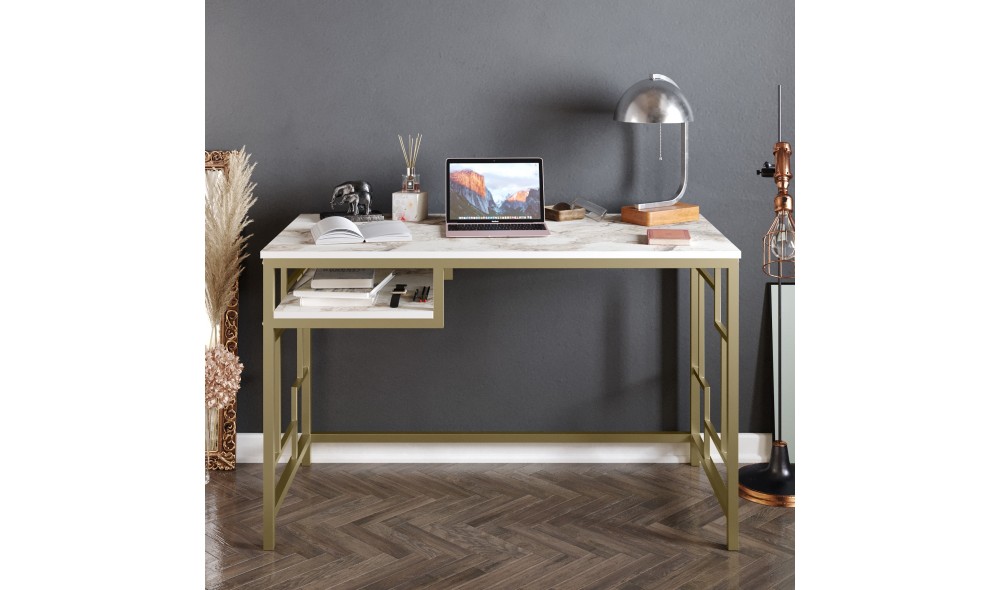 Birou de studiu, Victory, AurAlb, 120 x 75 x 60 cm