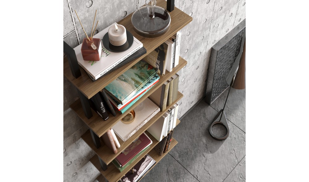 Raft pentru carti, Piante, NucNegru, 60 x 174 x 22 cm