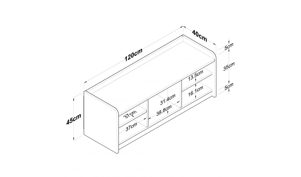 Dulap de incaltaminte P2 - 1808 - Nuc 120 x 40 x 40 cm