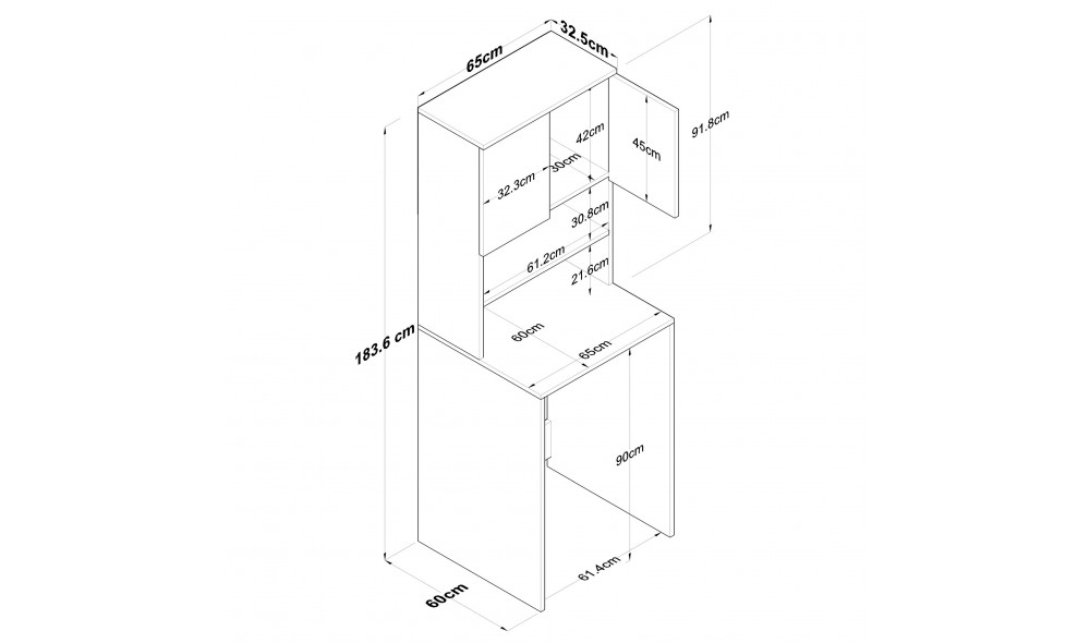 Dulap masina de spalat KD101 - 1950 - Nuc 65 x 183 x 60 cm