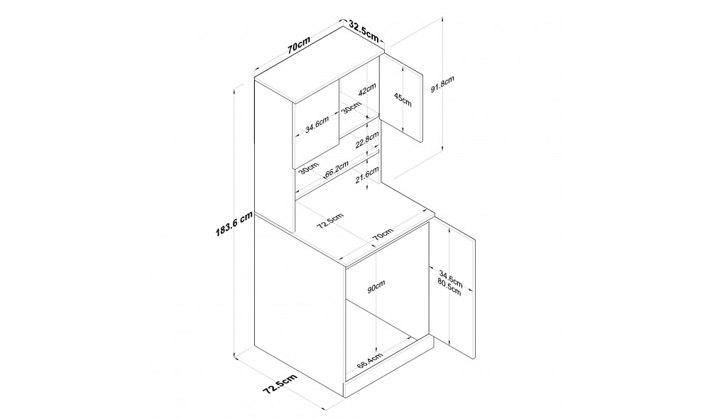 Dulap masina de spalat KD102 - 2160 - Nuc 70 x 183 x 72 cm