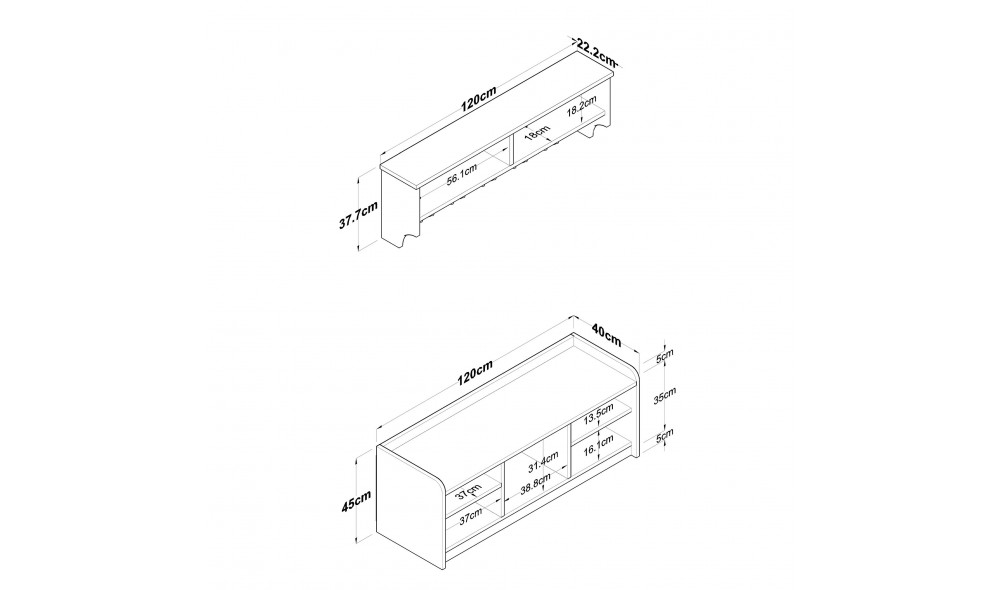 Sala Stand P2 - 1636 - Nuc 120 x 45 x 40 cm