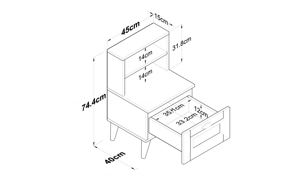 Noptiera BD105 - 2786 - Nuc 45 x 74 x 40 cm