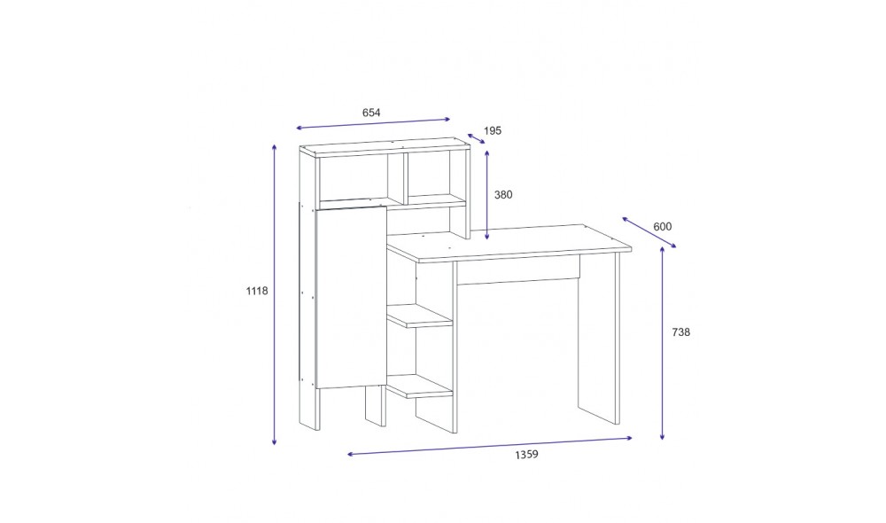 Birou de studiu, Bugra, AlbStejar, 71 x 74 x 60 cm
