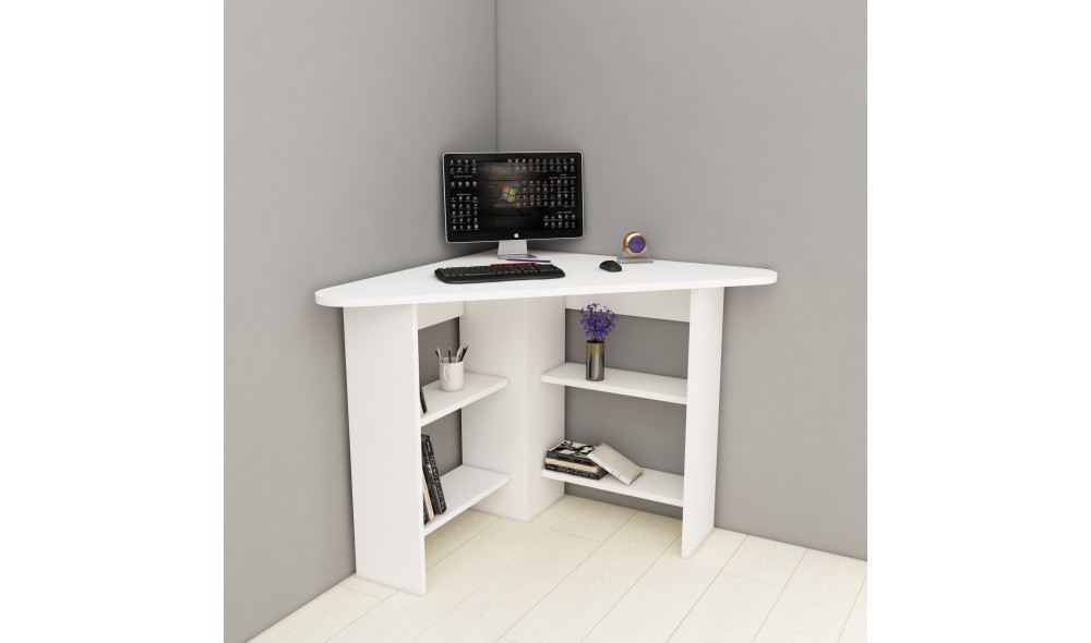 Birou de studiu, Corner, Alb, 80 x 74 x 80 cm