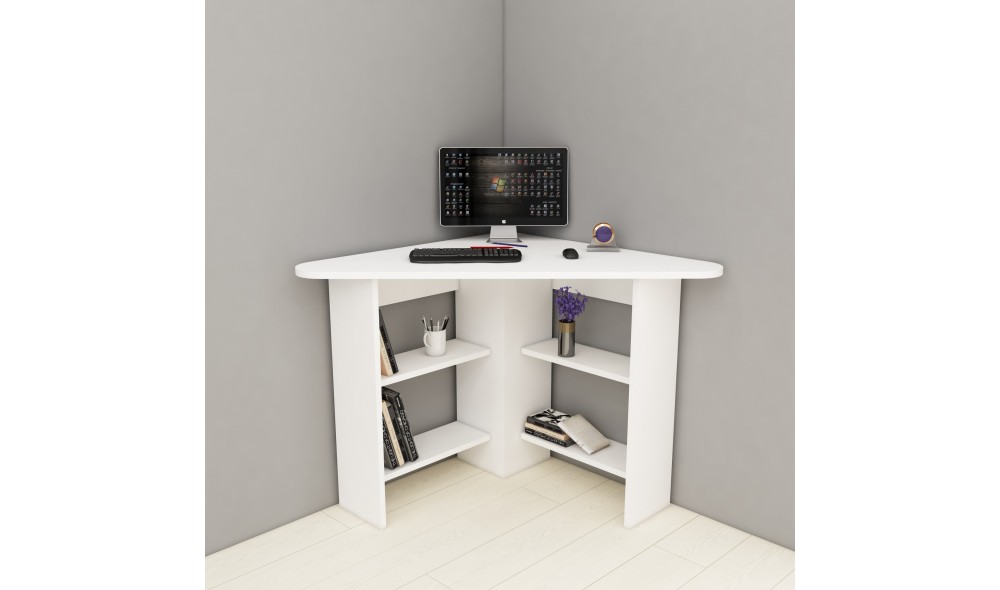 Birou de studiu, Corner, Alb, 80 x 74 x 80 cm