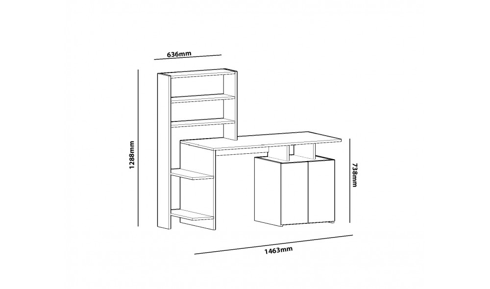 Birou de studiu, Melis, NucAlb, 146 x 74 x 60 cm