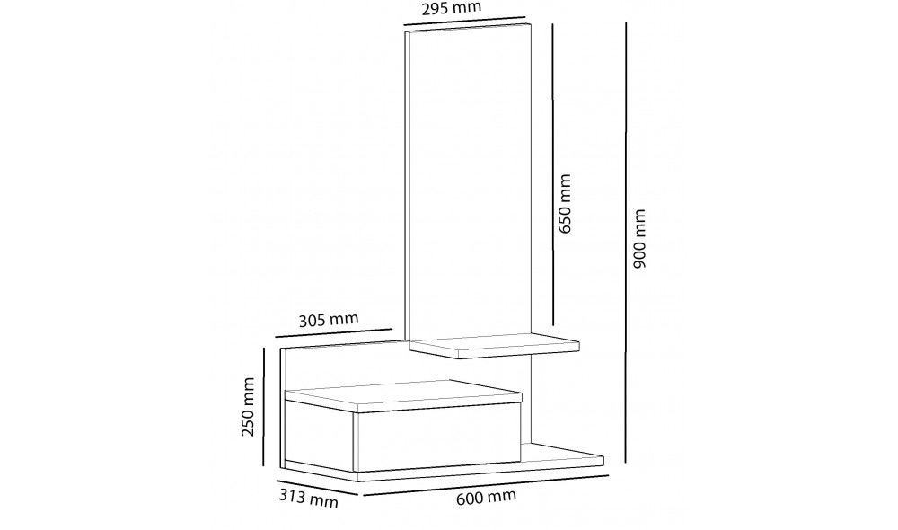 Antreu, Rozella, StejarAntracit, 60 x 90 x 31 cm