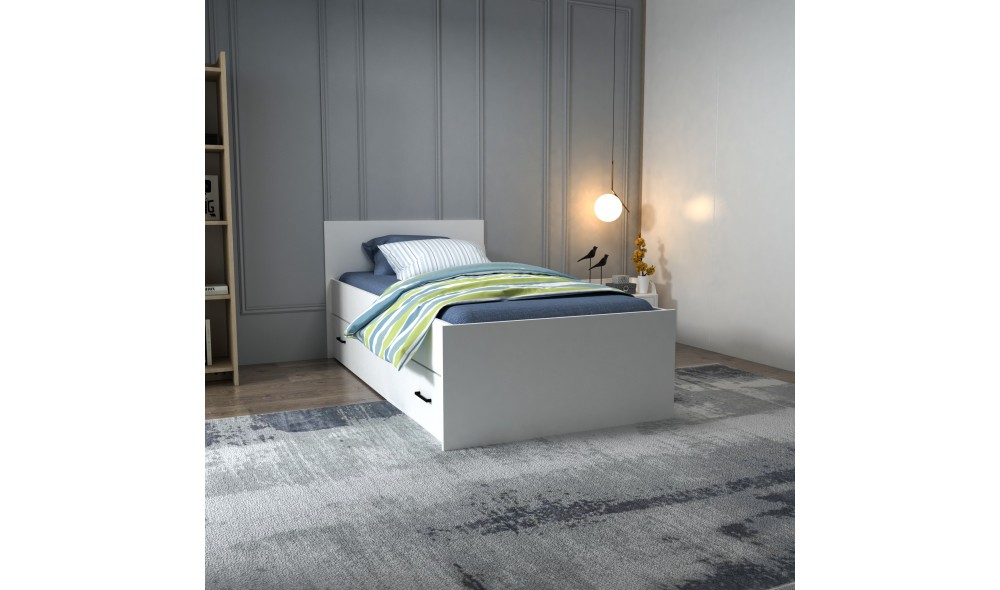 Pat de o persoana, Sofia - 90x190 cm, Alb